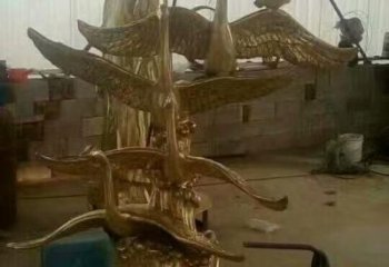 住宅小區鴻雁雕塑廠家 現代仿真小品 公園噴漆鴻雁雕塑  