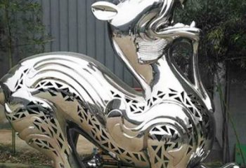 鏡面貔貅雕塑廠家 現代公園擺件 游樂場鏤空貔貅雕塑