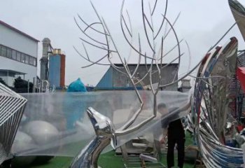 鍛造鹿頭雕塑廠家 卡通鏡面擺件 廣場抽象鹿頭雕塑