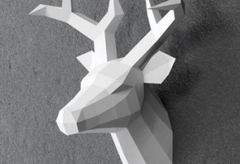 抽象鹿頭雕塑廠家 創(chuàng)意現(xiàn)代擺件 玄關(guān)彩繪鹿頭雕塑