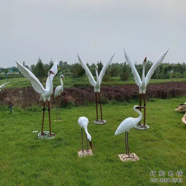 公園白鶴雕塑廠家 中式噴漆小品 風景區仿真白鶴雕塑