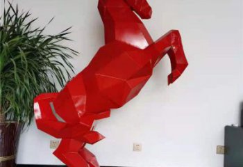 幾何奔馬雕塑廠家 中式烤漆擺件 草地切面奔馬雕塑