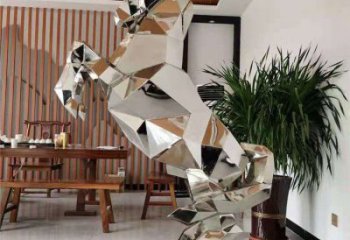 玄關(guān)奔馬雕塑廠家 現(xiàn)代創(chuàng)意擺件 風(fēng)景區(qū)幾何奔馬雕塑