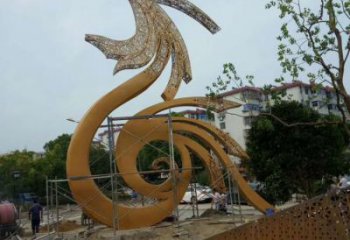 鏤空飛龍雕塑廠家 現代抽象擺件 廣場切面飛龍雕塑