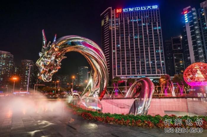 公園水龍雕塑廠家 中式鏡面小品 風(fēng)景區(qū)仿古水龍雕塑