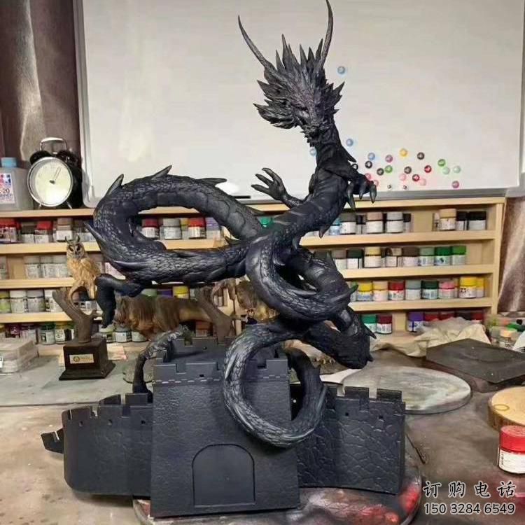 玄關(guān)蛟龍雕塑廠家 創(chuàng)意鑄造擺件 大型仿古水龍雕塑