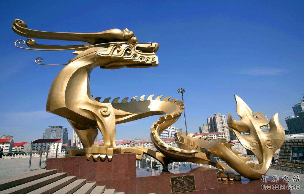 鏤空臥龍雕塑廠家 現(xiàn)代抽象擺件 廣場切面臥龍雕塑