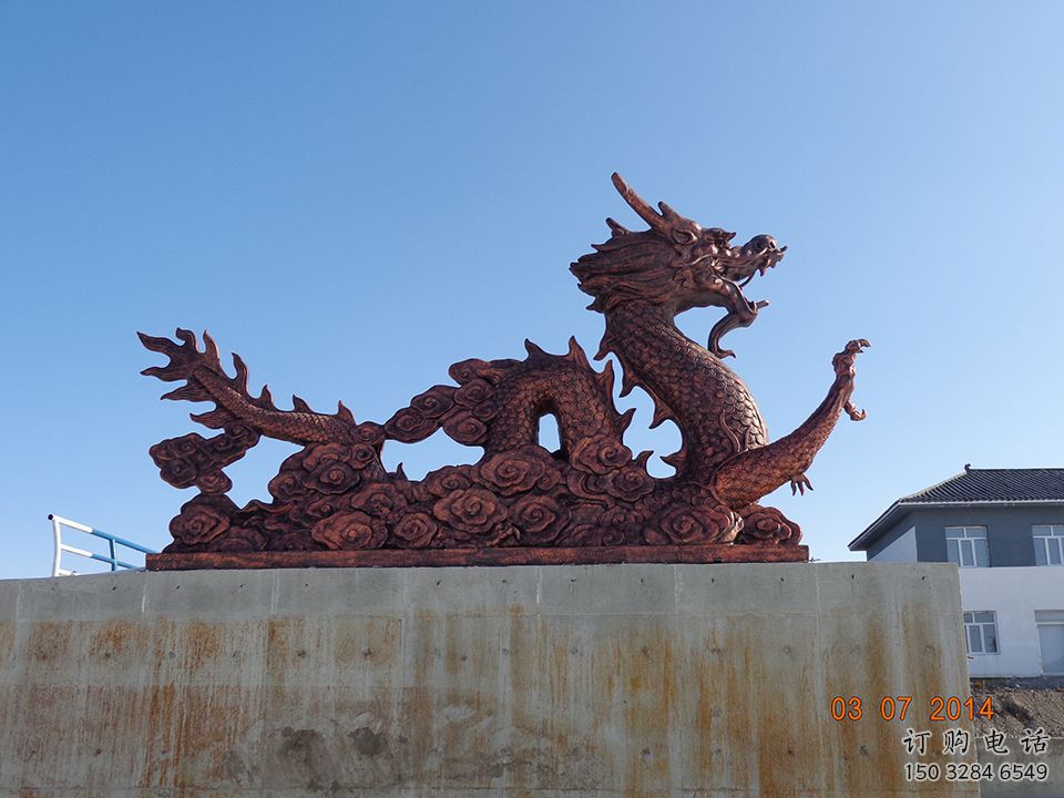 村口臥龍雕塑廠家 中式烤漆擺件 戶外仿真臥龍雕塑