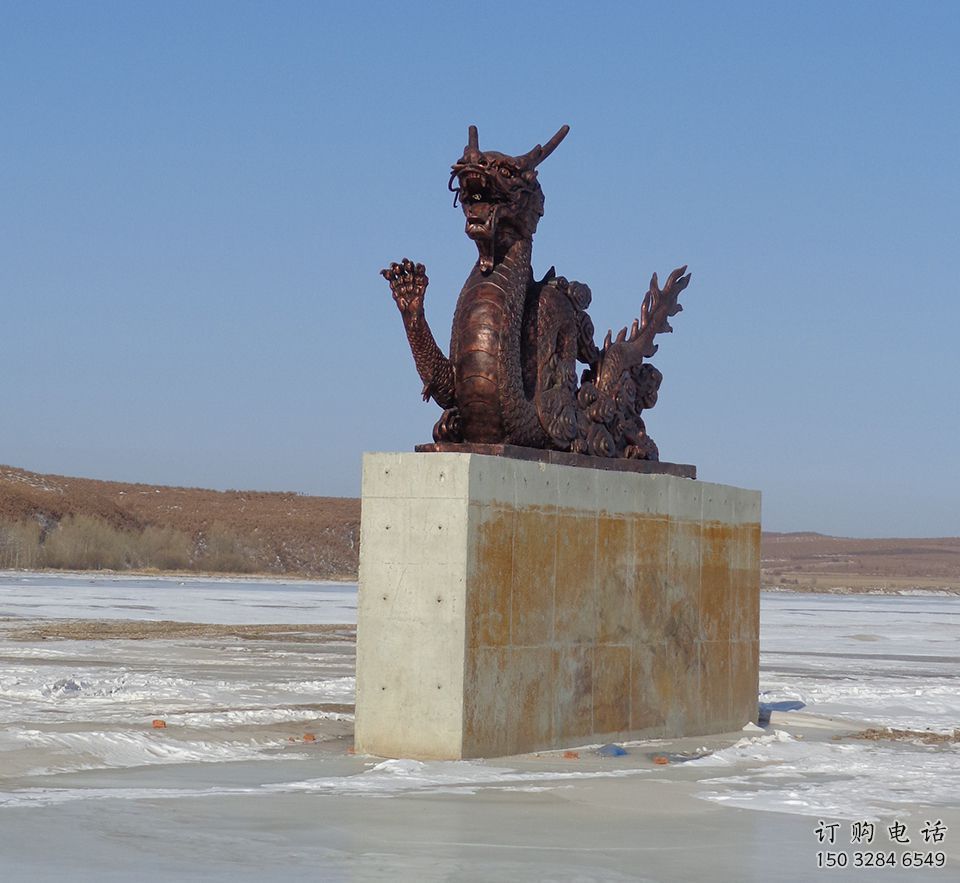 抽象臥龍雕塑廠家 創意村口擺件 戶外彩繪臥龍雕塑