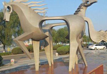 別墅區(qū)跑馬雕塑廠家 卡通噴漆小品 戶外鏤空跑馬雕塑