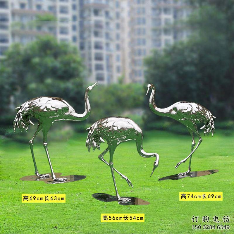 鍛造鴕鳥雕塑廠家 卡通鏡面擺件 廣場啞光鴕鳥雕塑