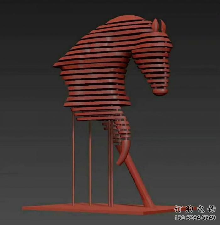 別墅區馬頭雕塑廠家 卡通噴漆小品 戶外鏤空馬頭雕塑