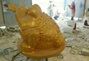 戶外金蟾雕塑廠家 現(xiàn)代賓館小品 大型烤漆金蟾雕塑