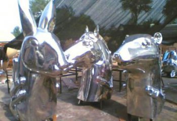 鏡面馬頭雕塑廠家 現代公園擺件 游樂場異形馬頭雕塑