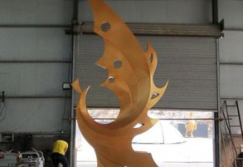 幾何金鳳凰雕塑廠家 中式房地產擺件 草地切面金鳳凰雕塑