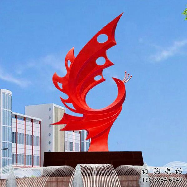 商業街火鳳凰雕塑廠家 大型創意擺件 步行街仿真火鳳凰雕塑