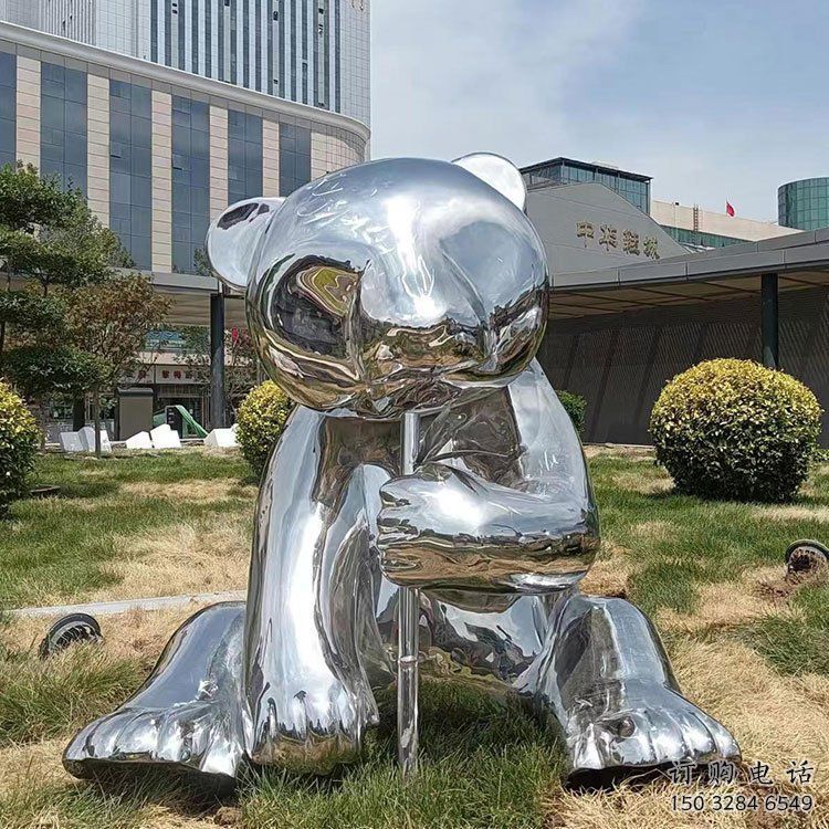 抽象大熊貓雕塑廠家 創(chuàng)意村口擺件 戶外大型大熊貓雕塑