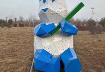 切面大熊貓雕塑廠家 現代抽象擺件 商場幾何大熊貓雕塑