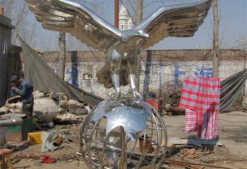 商場雄鷹雕塑廠家 中式戶外小品 酒店拉絲雄鷹雕塑