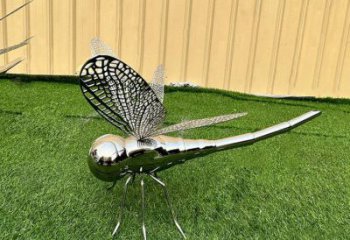 商場蜻蜓點水雕塑廠家 中式戶外小品 抽象鏡面蜻蜓點水雕塑