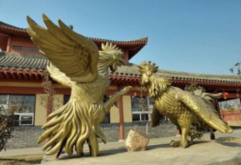 公園金雞雕塑廠家 中式烤漆小品 風景區(qū)仿古金雞雕塑