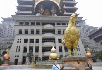 街道金雞雕塑廠家 創(chuàng)意小品 戶(hù)外鍍金金雞雕塑
