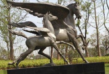 鏤空飛馬雕塑廠家 現(xiàn)代抽象擺件 草地切面飛馬雕塑