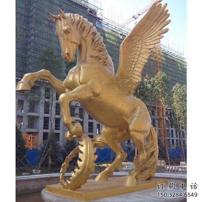 步行街飛馬雕塑廠家 創意鋼管擺件 草地鍍金飛馬雕塑