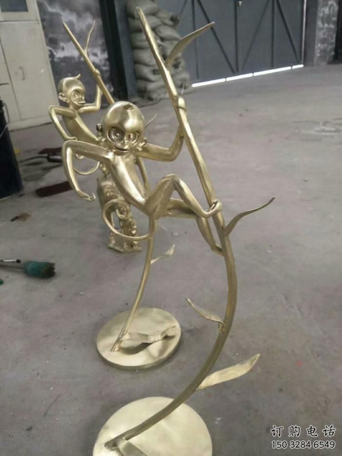 抽象猴子雕塑廠家 創意擺件 戶外烤漆猴子雕塑