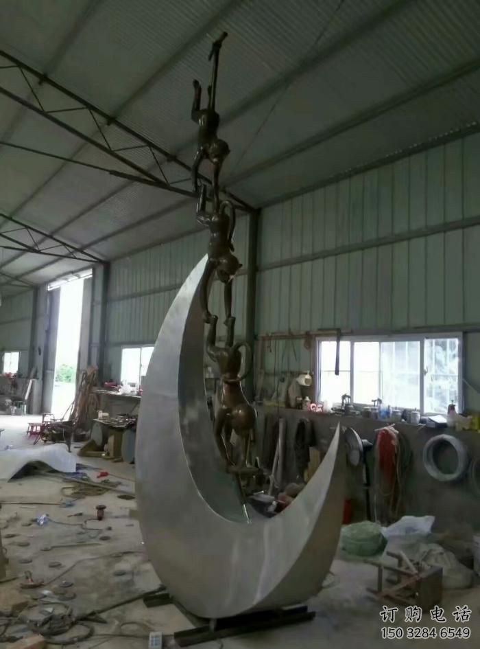 庭院猴子雕塑廠家 歐式仿真擺件 戶外噴漆猴子雕塑