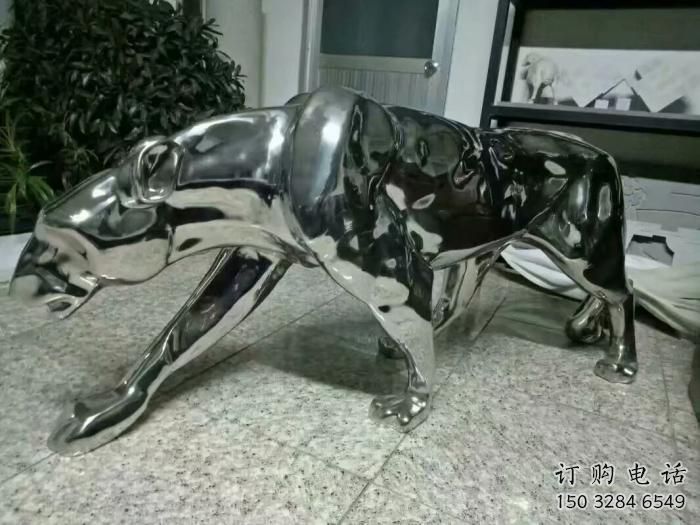 戶外豹子雕塑廠家 創意小品 酒店拉絲豹子雕塑