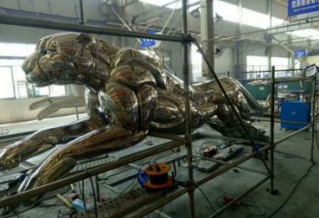 鑄造獵豹雕塑廠家 創意小品 大型鏡面獵豹雕塑