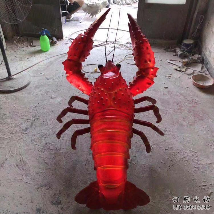烤漆大蝦雕塑廠家 海洋賓館擺件 大型彩繪大蝦雕塑