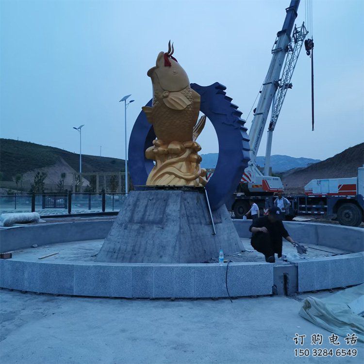 別墅鯉魚跳龍門雕塑廠家 戶外現代噴漆小品 