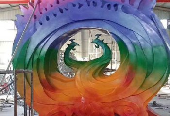 商場龍鳳呈祥雕塑廠家 中式小品 烤漆拉絲龍鳳呈祥雕塑