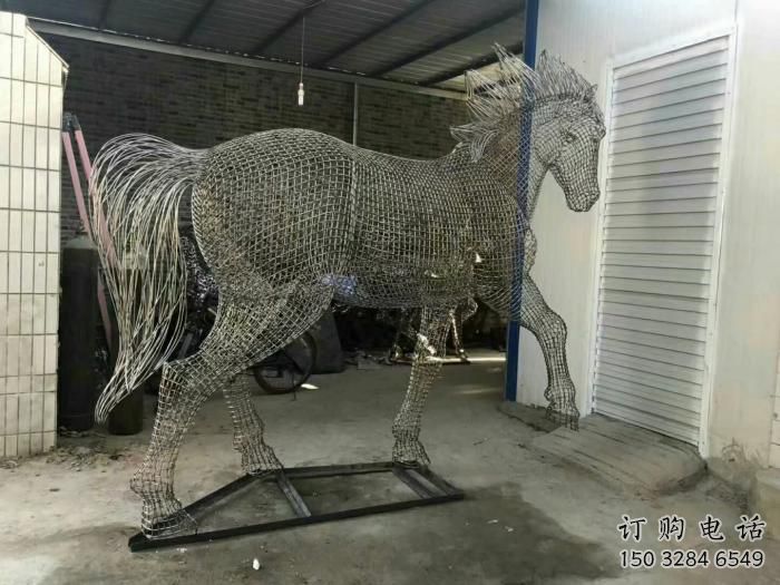 商場花片馬雕塑廠家 中式室內小品 戶外拉絲花片馬雕塑