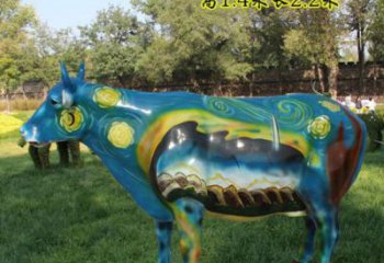 街道花牛雕塑廠家 創意彩繪小品 大型公園花牛雕塑