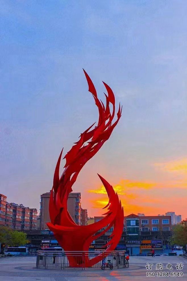 幾何鳳凰雕塑廠家 中式烤漆擺件 戶外現代鳳凰雕塑