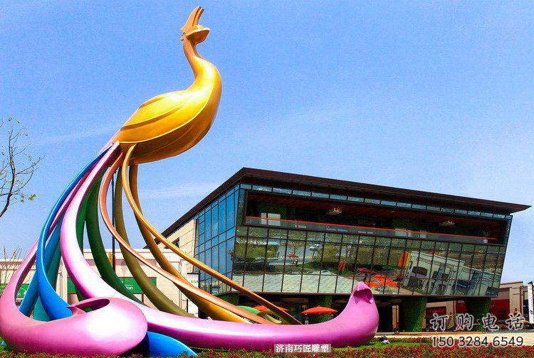 噴漆鳳凰雕塑廠家 現代廣場小品 大型戶外鳳凰雕塑