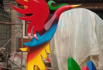 街道鳳凰雕塑廠家 創(chuàng)意村口小品 大型拉絲鳳凰雕塑