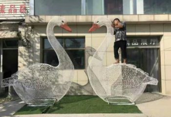 鏤空天鵝雕塑廠家 現代抽象擺件 公園草地天鵝雕塑