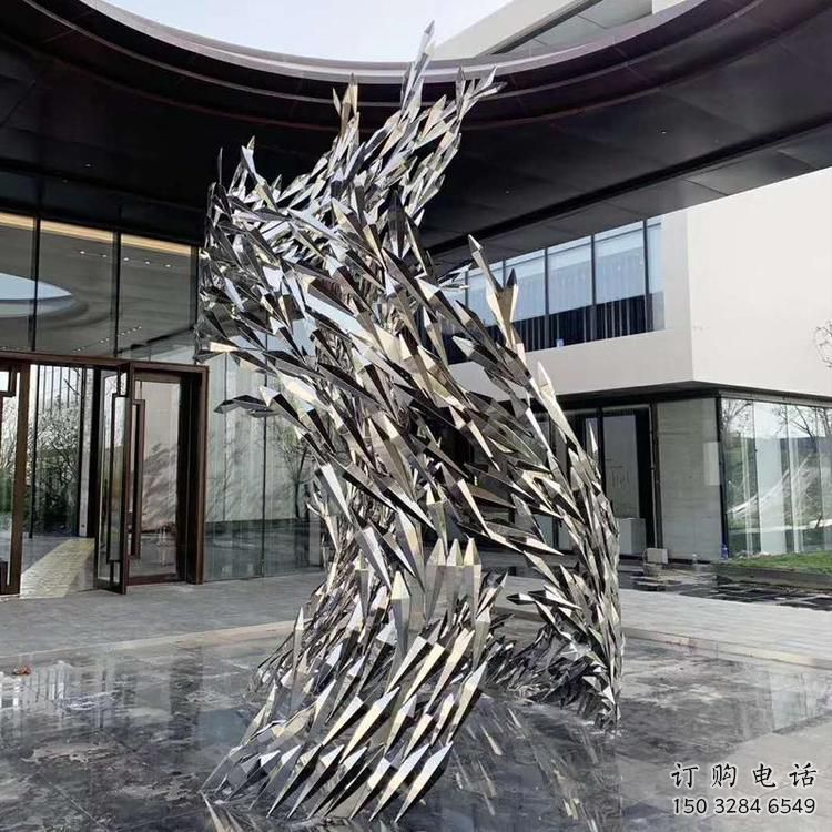 街道魚群雕塑廠家 創(chuàng)意街頭小品 酒店拉絲魚群雕塑