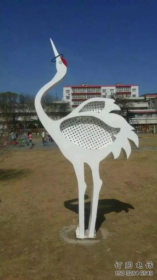 商場鶴雕塑廠家 中式戶外小品 酒店拉絲鶴雕塑