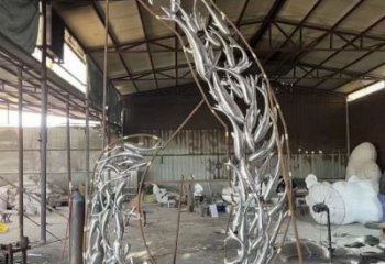 鋼管魚群雕塑廠家 創意鋼管擺件 公園噴漆魚群雕塑