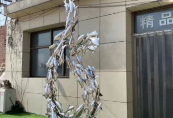 商業街魚群雕塑廠家 大型現代擺件 步行街異形魚群雕塑