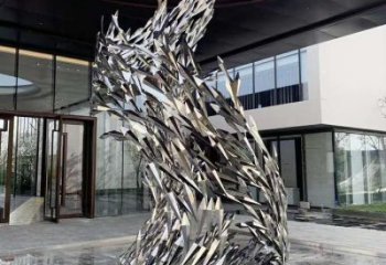 街道魚群雕塑廠家 創(chuàng)意街頭小品 酒店拉絲魚群雕塑