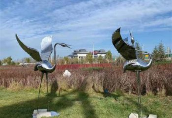 抽象鶴雕塑廠家 創(chuàng)意公園擺件 玄關(guān)彩繪鶴雕塑