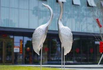 園林鶴雕塑廠家 大型餐飲店擺件 街道仿古鶴雕塑