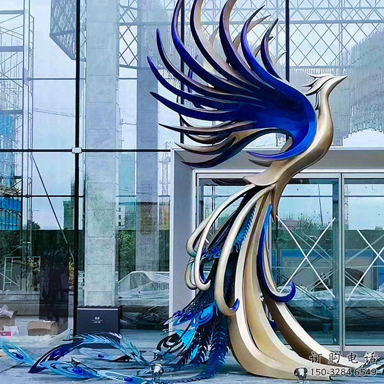 彩繪孔雀雕塑廠家 現代噴漆小品 大型切面孔雀雕塑