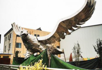 幾何鷹雕塑廠家 中式戶外擺件 草地切面鷹雕塑